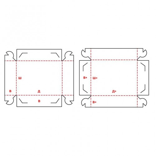 развертка Короб+крышка однобортный самосборный FEFCO 307