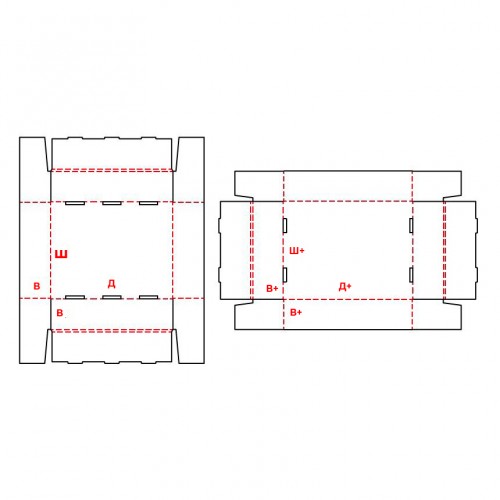 развертка Короб двубортный самосборный с замками FEFCO 330