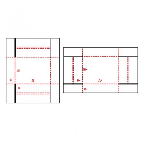 развертка Короб двубортный самосборный FEFCO 331