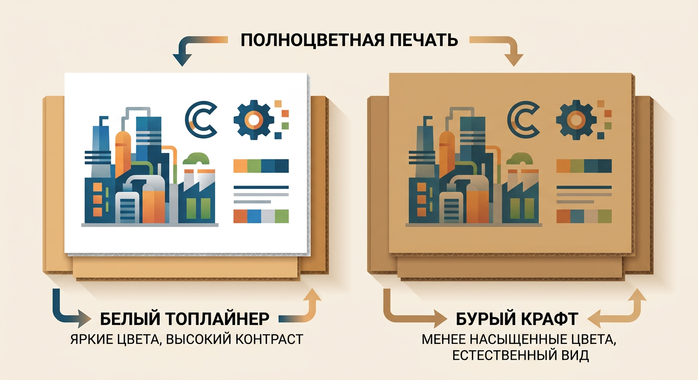 Бурый крафт против белого топлайнера: что влияет на прочность, а что - только на внешний вид