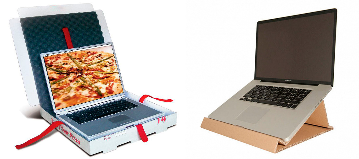 Подставка под ноутбук из коробки для пиццы