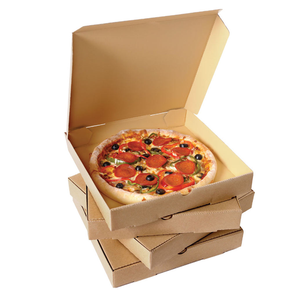 Квадратная коробка для круглой пиццы, порезанной на треугольники
